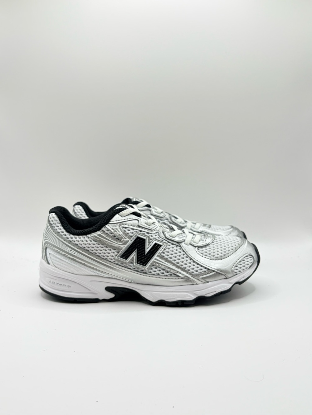 New Balance Kids Silver & Black Mesh Athletic Sneakers